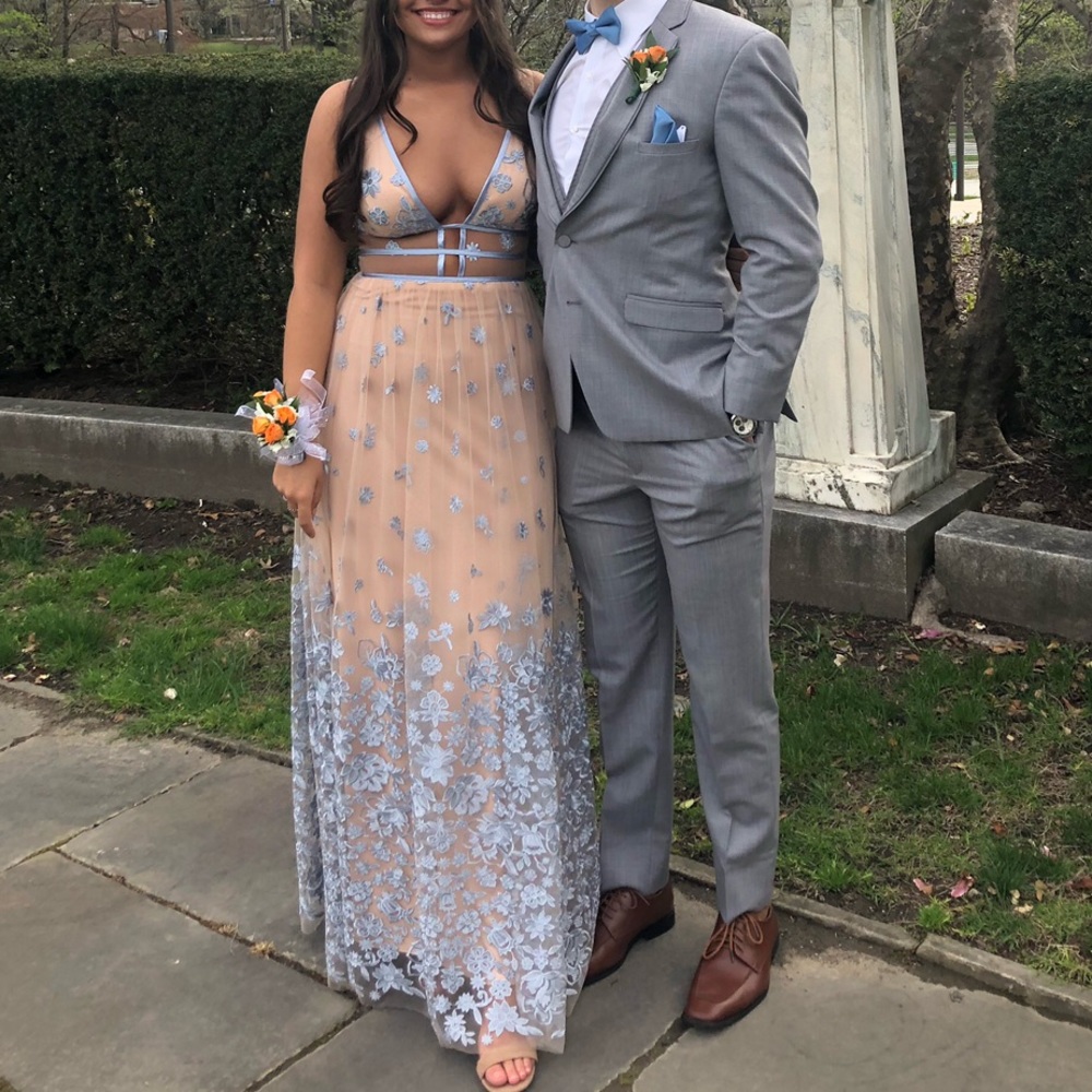 Blue flower prom dress - Picture 1 of 4